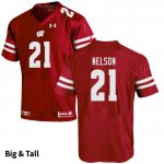 Men's Wisconsin Badgers NCAA #21 Cooper Nelson Red Authentic Under Armour Big & Tall Stitched College Football Jersey LC31A08DN